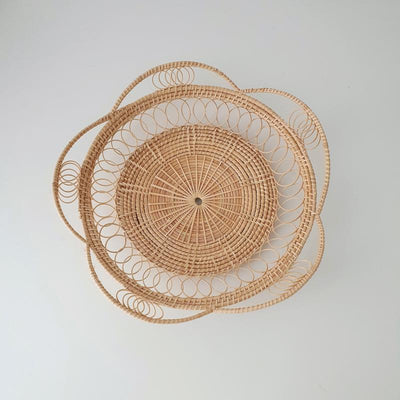 Japanese Bamboo Woven Disc Fruit Tray or Tableware