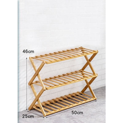 Bamboo 3-Layer Foldable Flower Stand & Stock Rack - Bamboo Flower Stand - Living - Wood Flower Stand