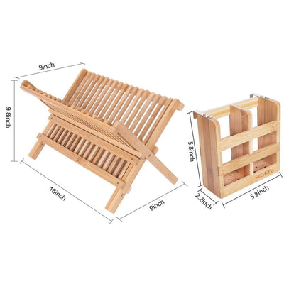 Bamboo Folding Dish Rack + Holder - Bamboo Dish Rack - Bamboo Kitchenware - Bamboo Rack - Kitchen - Wood Dish Rack
