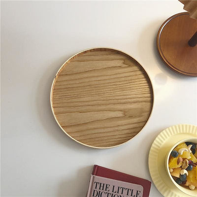 Solid Wood - Round Tray / Storage Tray / Fruit Tray / Tabletop Storage / One-Person Food Tray - Dining - Kitchen - Natural Tray - Wood Fruit