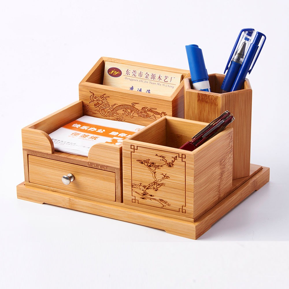 Multi-Functional Bamboo Stationery Organizer