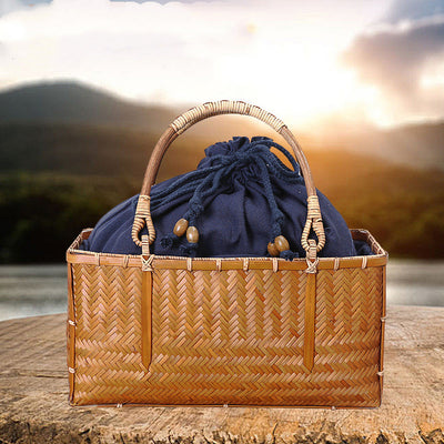 Pastoral Portable Eco-Friendly Shopping Bamboo Basket cum Bag