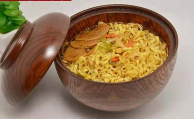 Solid Jujube Wood Bowl With Lid & Instant Noodle Bowl
