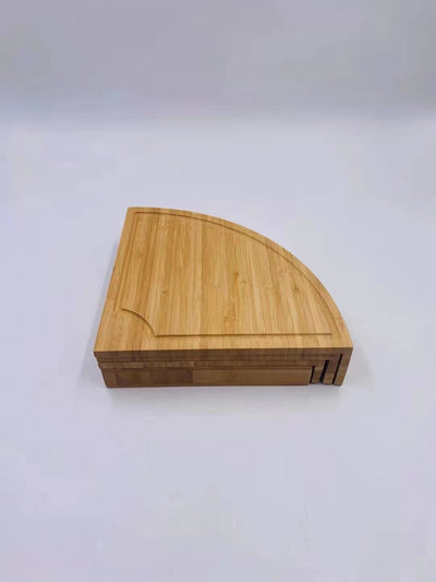 Multi-Purpose Designer & Compact - Bamboo Cheese Board, Bread, Fruit, Snack Plate with Knife & Drawer
