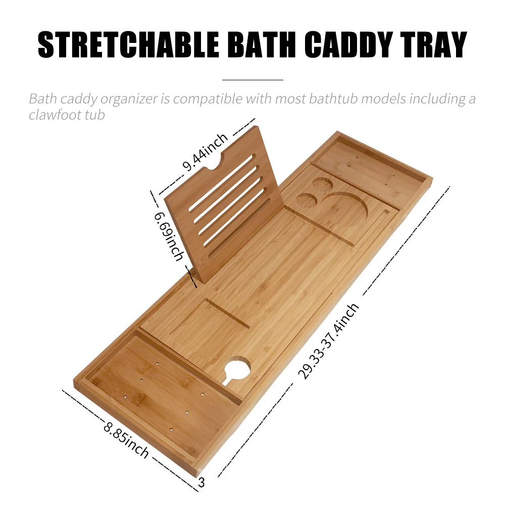 Expandable Non-Slip Bamboo Bathtub Tray Bathroom Rack - China