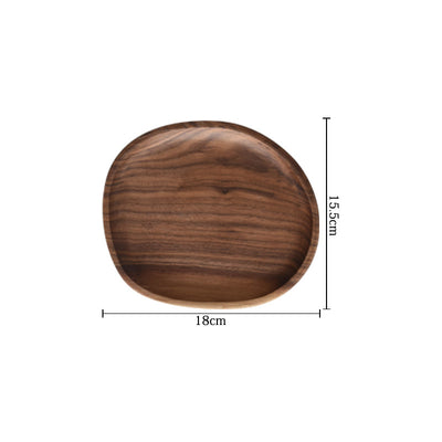 Unique Shape Rubber / Black Walnut Solid Wood Tea Plate