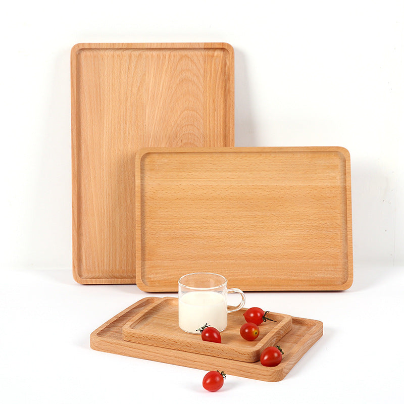 Rectangular Beech Wood Breakfast Dinner Dessert Tea Tray