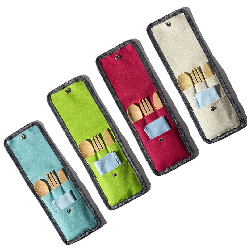 Bamboo Cutlery Set for Kids - Spoon Knife Fork