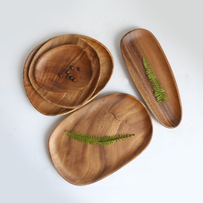 Japanese and Korean Style Acacia Wood Special Shaped Wooden Tray