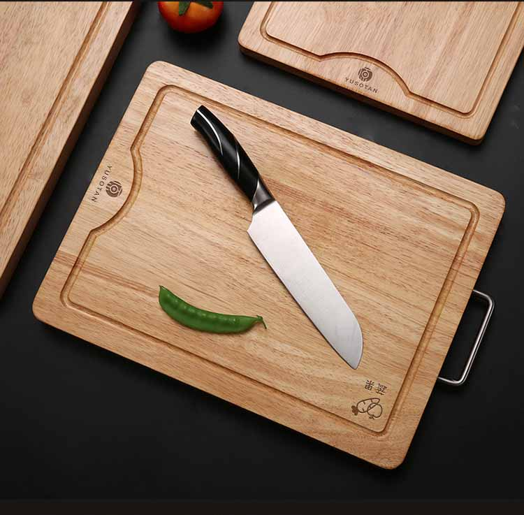  YUSOTAN Rubber Wood Cutting Board with Handle