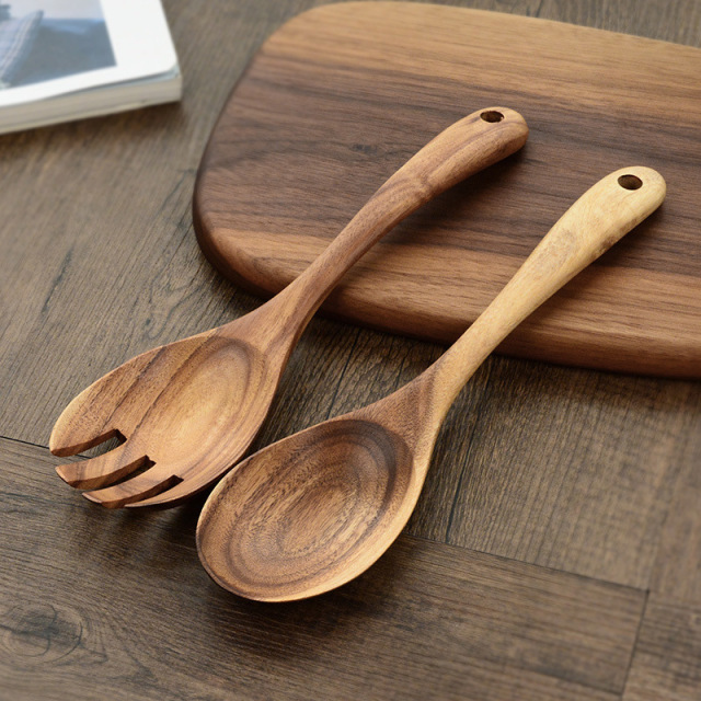 Japanese Acacia Wood Cooking Spoon And Fork