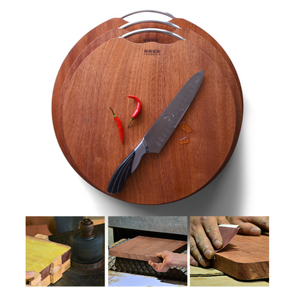 Double-Sided Thick Mahogany Wood Round Cutting Board