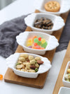 5Piece Set Creative Serving Bamboo Tray & Ceramic Plates for Snacks/Nuts/Desserts