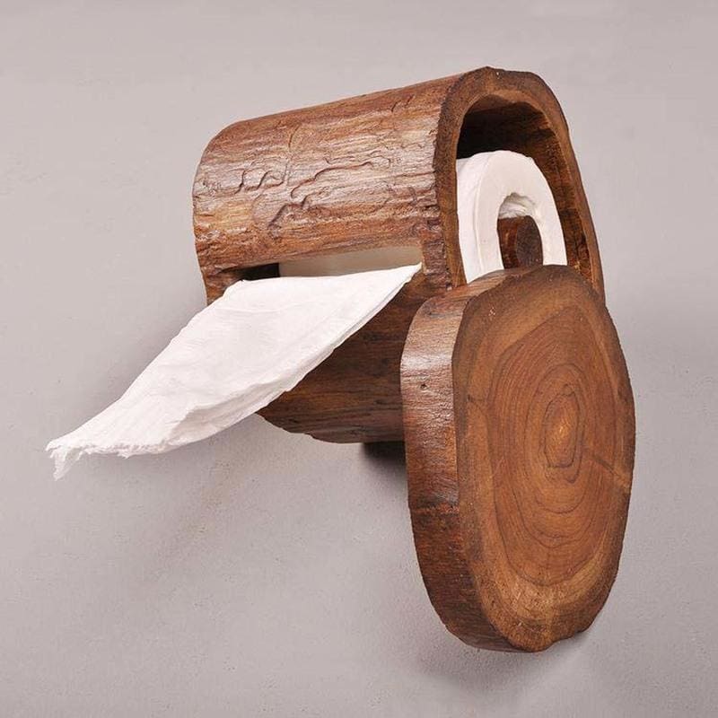 ROBMET Japanese-Style Solid Wood Paper Roll Holder, Non-Perforated