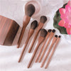 Exquisite Wood Makeup Brush Set - Blush Brush Eyeliner Brush Powder Foundation Brush + Walnut Wood Holder - Personal - Wood MakeUp Brush -