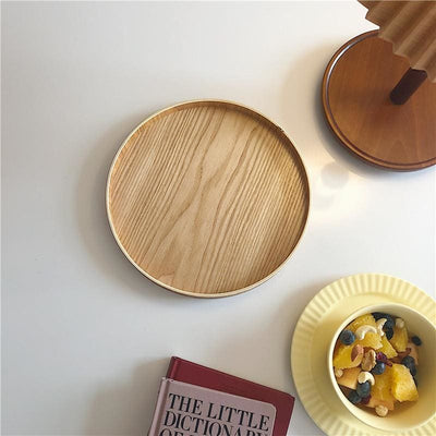 Solid Wood - Round Tray / Storage Tray / Fruit Tray / Tabletop Storage / One-Person Food Tray - Dining - Kitchen - Natural Tray - Wood Fruit