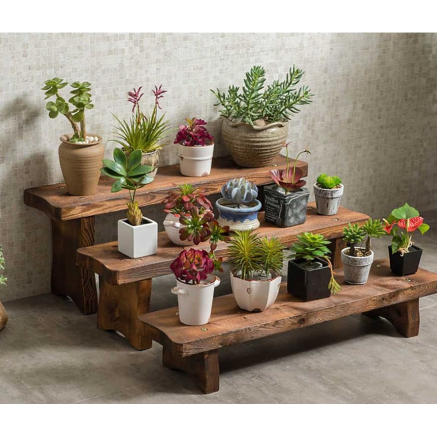 succulent planting layers Solid Wood Multi Layer Succulent Living Room Flower Shelf