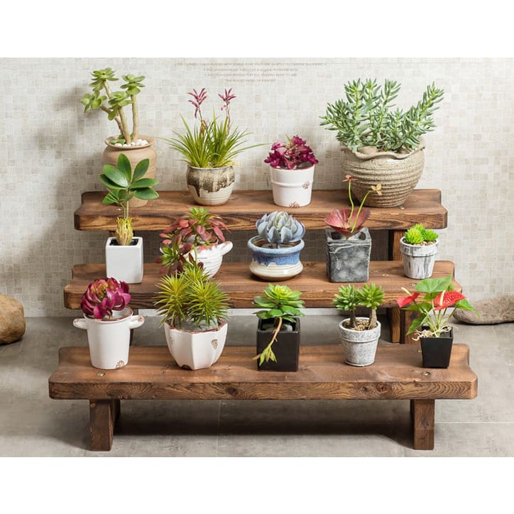 Solid Wood Multi Layer Succulent Living Room Flower Shelf - Living - Wood Flower Stand - Wood Rack