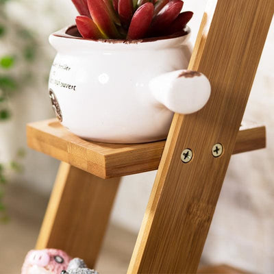 Solid Wood Succulent Living Room Flower Pot Stand - Bamboo Flower Stand - Living - Wood Flower Stand