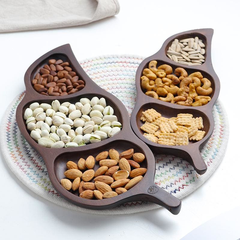 Nordic Style Creative Multi-Cell Snacks Plate - Bamboo Fruit Plate - Bamboo Plate - Kitchen - Leaf Snack Plate - Wood Plate