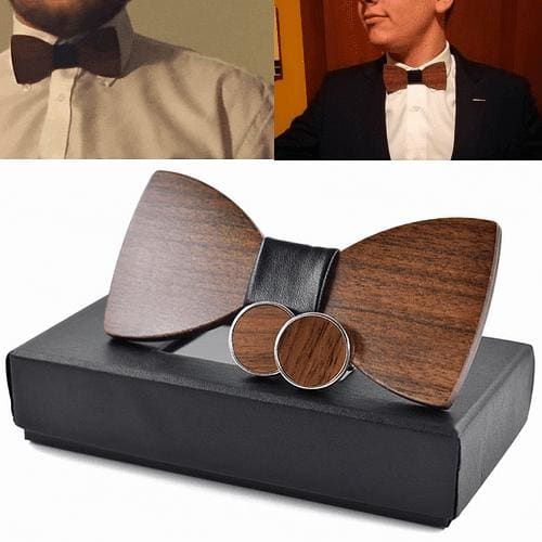 Hand Crafted Fashion Wood Bow Tie + Cufflinks - Bamboo Jewellery - Jewel - Wood Fashion - Wood Jewellery - Wood Tie