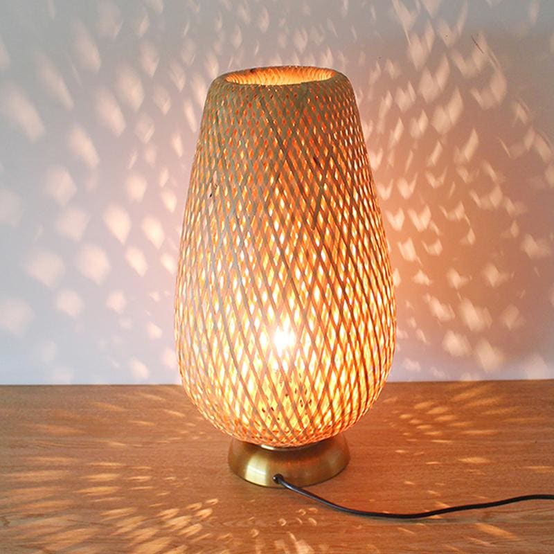 Modern Chinese Bamboo Woven Bedside Lamp - Bamboo Lamp - Lamp - Natural Lamp - Wood Lamp