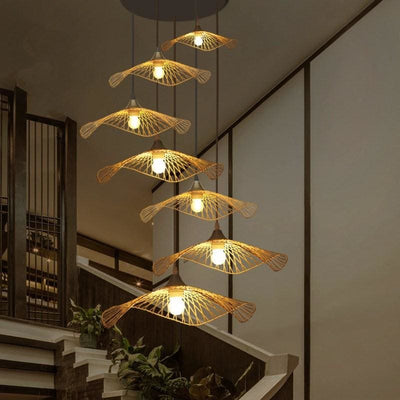 Japanese Style Bamboo Chandelier Creative Living Room Lamp - Bamboo Chandelier - Chandelier - Natural Chandelier - Wood Chandelier