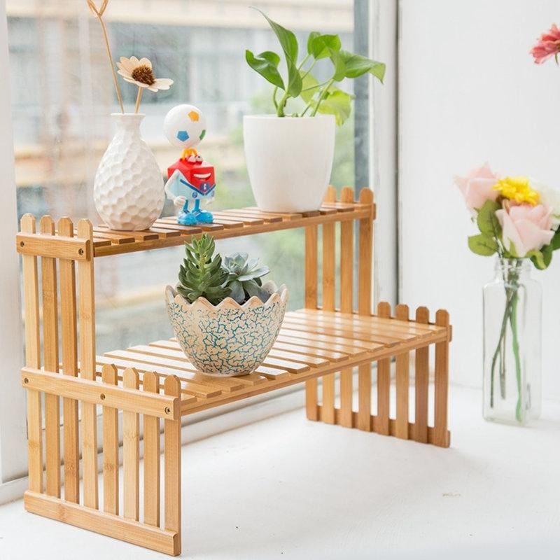Floor Standing Solid Wood Flower Pot Stand - Bamboo Flower Stand - Living - Wood Flower Stand