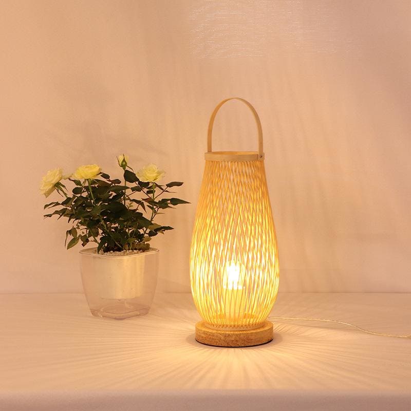 Modern Minimalist Japanese Style Bamboo Weaving Bedside Lamp - Bamboo Lamp - Lamp - Natural Lamp - Wood Lamp