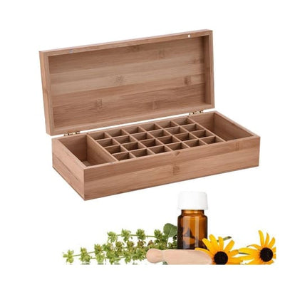 High End Bamboo Essential Oil Box With 26 Grids - Bamboo Box - Jewel - Jewelry Box - Wood Jewellery - Wood Oil Box