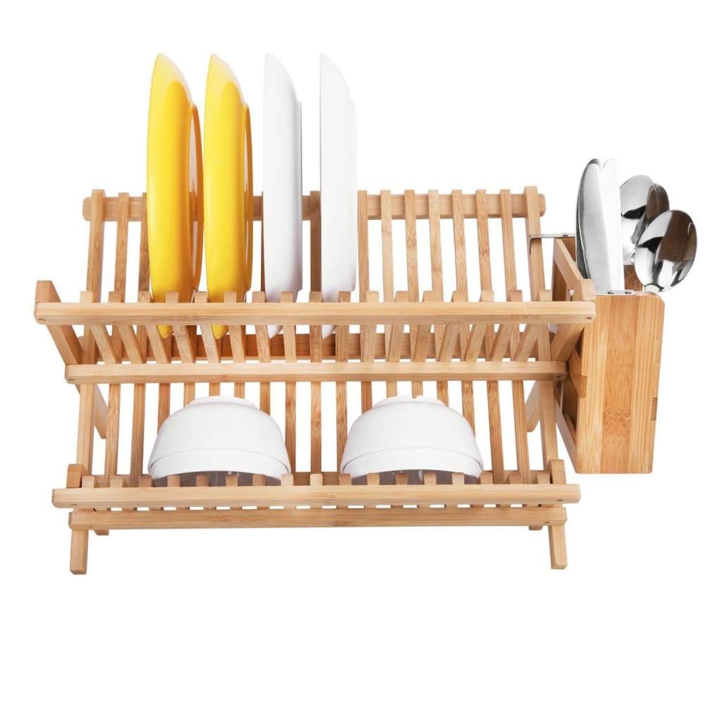 Bamboo Folding Dish Rack + Holder - Bamboo Dish Rack - Bamboo Kitchenware - Bamboo Rack - Kitchen - Wood Dish Rack