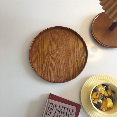 Solid Wood - Round Tray / Storage Tray / Fruit Tray / Tabletop Storage / One-Person Food Tray - Dining - Kitchen - Natural Tray - Wood Fruit