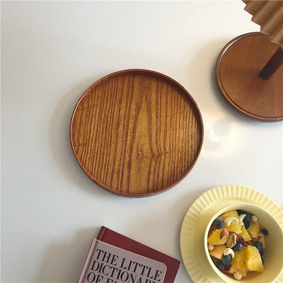 Solid Wood - Round Tray / Storage Tray / Fruit Tray / Tabletop Storage / One-Person Food Tray - Dining - Kitchen - Natural Tray - Wood Fruit