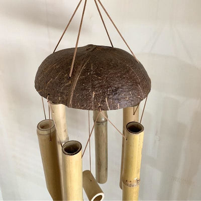 Pastoral Style Ornaments Coconut Shell Covered Bamboo Wind Chimes - Bamboo Chimes - Living - Natural Chimes - Wood Chimes
