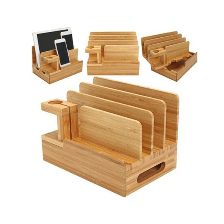 Handmade Bamboo Multifunctional - Smart Phone Charging Rack - Living - Natural Office - Office - Wooden iPhone Holder - Wooden Mobile Holder