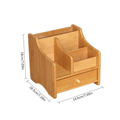 Wooden Multi-Purpose Desktop Storage Box - Bamboo Desktop Storage - Living - Natural Office - Office - Wood Desktop Storage