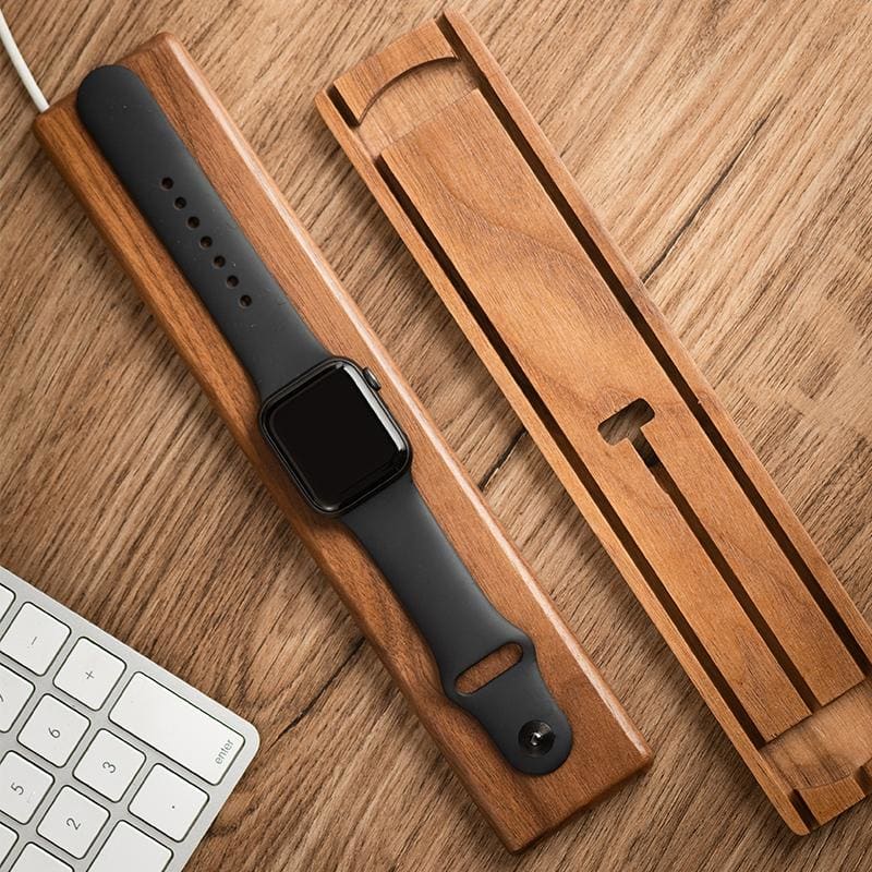 Solid Wood Base - Watch Charging Valet - Living - Natural Office - Natural Wood Charger - Office - Wooden Watch Charger