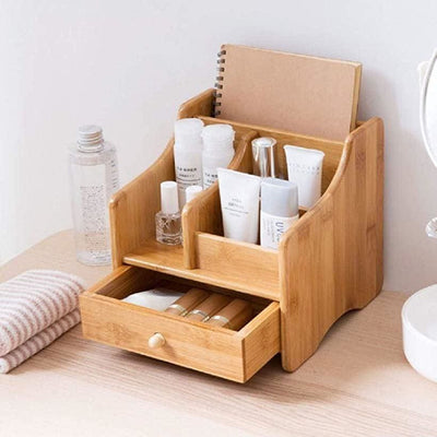 Wooden Multi-Purpose Desktop Storage Box - Bamboo Desktop Storage - Living - Natural Office - Office - Wood Desktop Storage