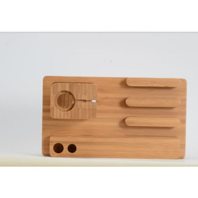Multi-Function Bamboo - Mobile & Watch Charger & Holder - Bamboo Apple Watch Charger - Bamboo iPhone Charger - Living - Natural Office -